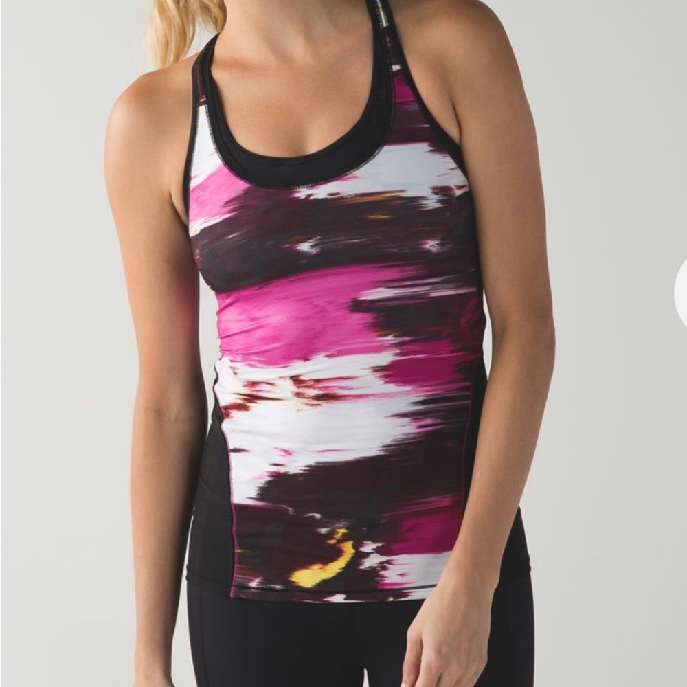 Lululemon cool racerback Shine On.  Windberry rumble multi, size 6. EUC.